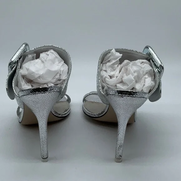 ATTICO Ester Crackled Metallic-leather Mules In Silver - Picture 9 of 16